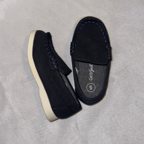 Cat & Jack Boys‎ Navy Blue Loafers Size 5 Toddler Casual Slip On Shoes - Picture 2 of 5